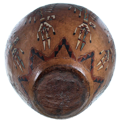 Native American Hand Crafted Kachina Figure Pot By Artist Nancy Chilly RX117913